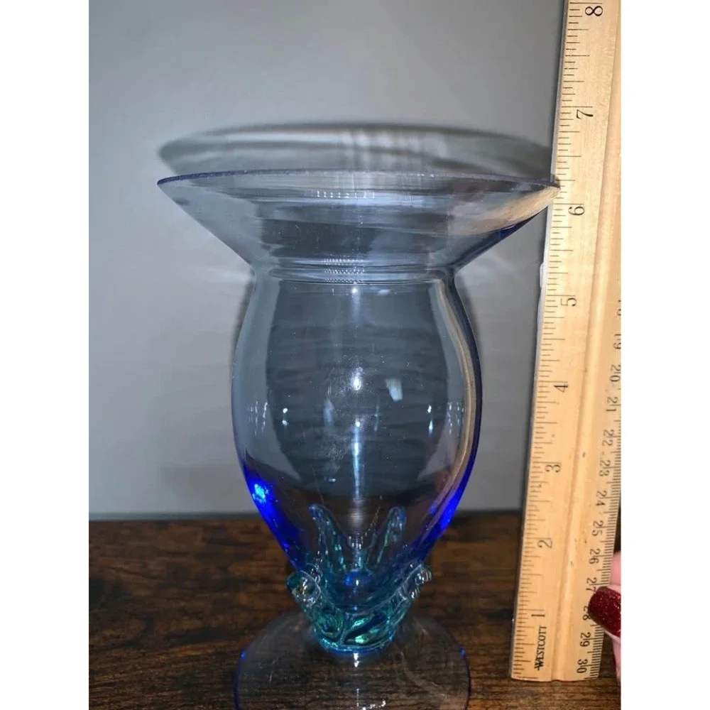 Vintage blue glass‎ vase